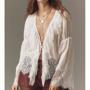 Anthropologie Cream Lace Blouse